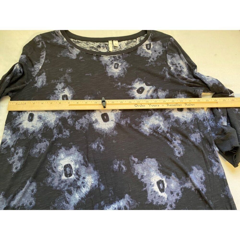 Est. 1946 Tie-Dye Womens Top With Ruffled Sleeves XL Black & Blue Long Line - Picture 6 of 9
